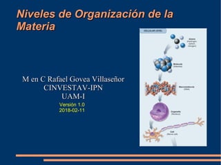 Niveles de Organización de laNiveles de Organización de la
MateriaMateria
M en C Rafael Govea VillaseñorM en C Rafael Gove...