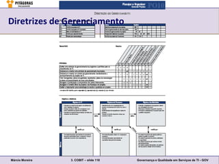 Diretrizes de Gerenciamento




Márcio Moreira   3. COBIT – slide 118   Governança e Qualidade em Serviços de TI - GOV
 