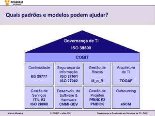 Quais padrões e modelos podem ajudar?




Márcio Moreira   3. COBIT – slide 158   Governança e Qualidade em Serviços de TI - GOV
 