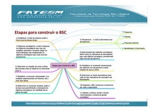 Etapas	
  para	
  construir	
  o	
  BSC	
  
 