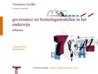 governance en besturingsmodellen in het onderwijs reflecties 
