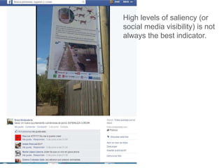 High levels of saliency (or
social media visibility) is not
always the best indicator.
 