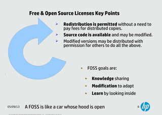 Free & Open Source Licenses Key Points




Redistribution is permitted without a need to
pay fees for distributed copie...