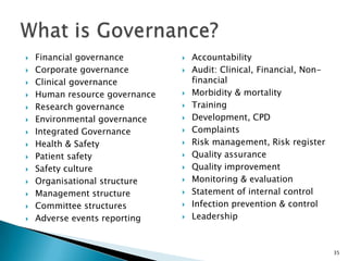 Governance and management in healthcare | PPTX