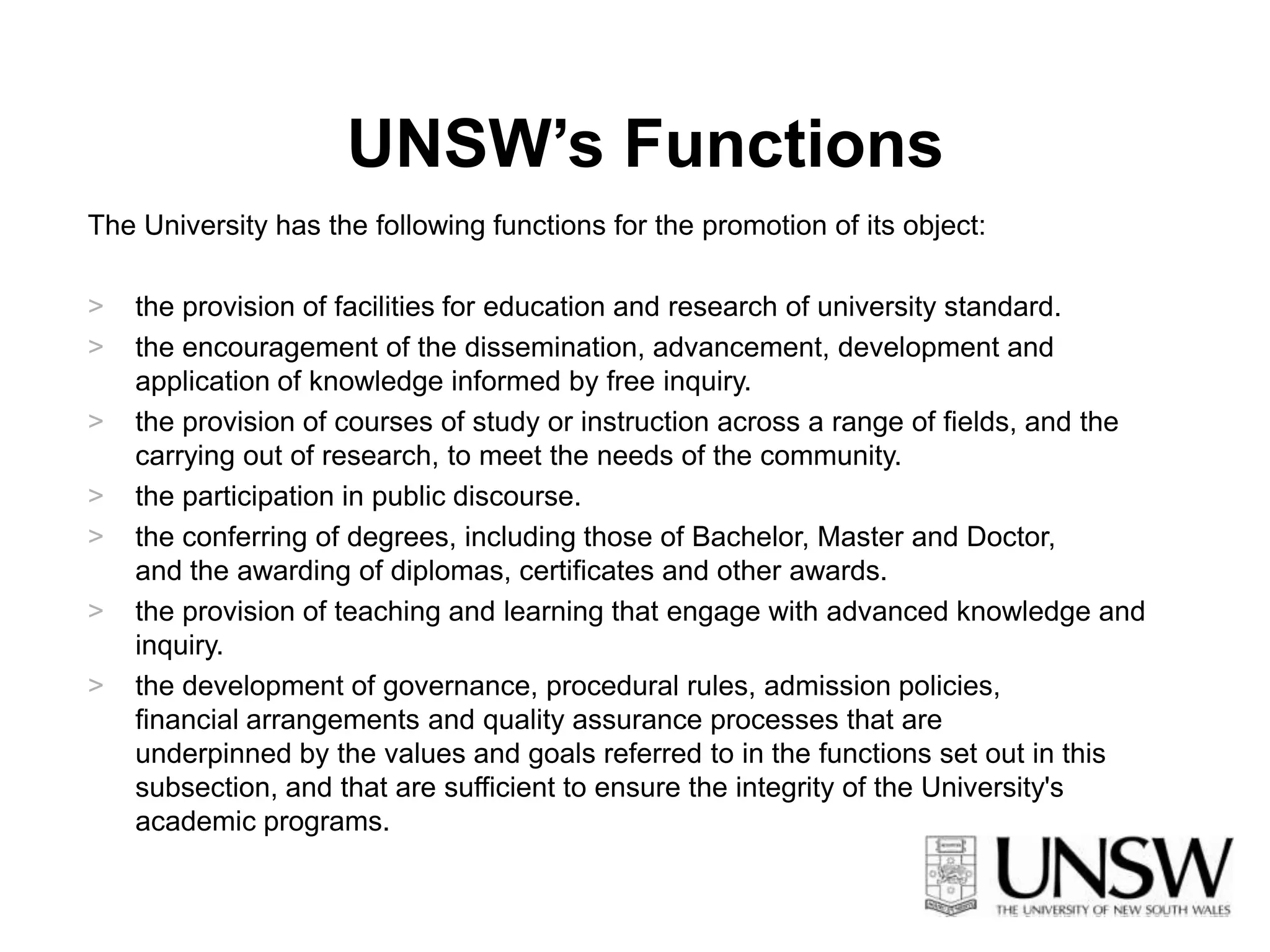 Commonwealth and state regimeJulia GillardMinister for Education Funding universities through the DEEWRVerity FirthNSW Minister for Education & Training Administration of the UNSW Act 