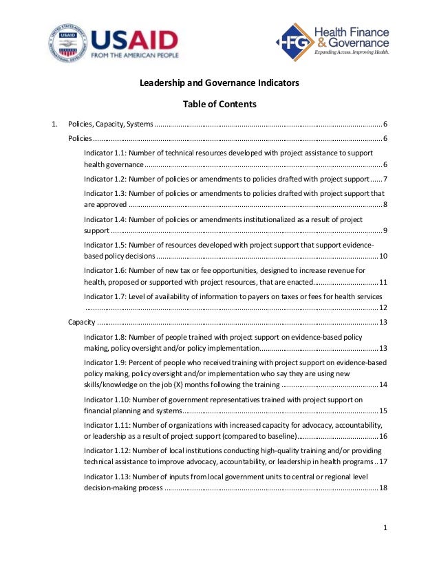 governance and leadership indicators reference sheets 2015 reference sheets