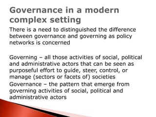 Governance in public administration and public policy | PPTX