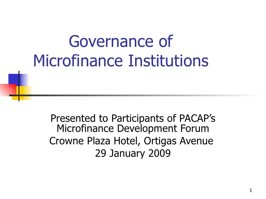 Governance Of Microfinance Institutions