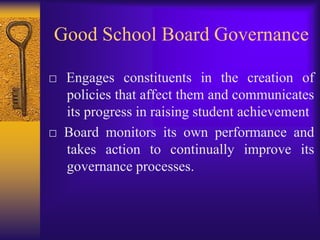 have an educational environment for  students that targets success and achievementSarbanes-Oxley ActFinancial advisors, auditors, attorneys, companies providing liability insurance, bond rating agencies, or members of corporate boards of directors may expect that the practices mandated by Sarbanes-Oxley should also be applied to oversight of public school operations.Courts may look to this redefined responsibility to help define the school official’s duty of care.