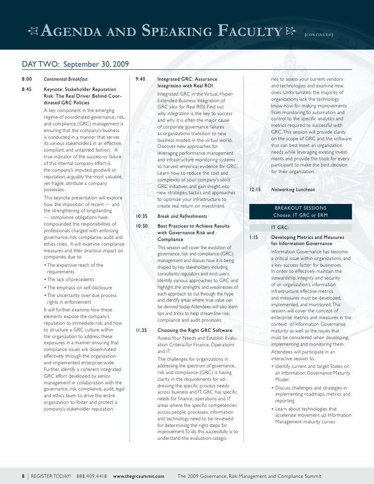 The 2010 Governance Risk & Compliance Summit