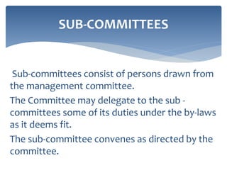 Sub Committee Examples Governance structure in housing co operative societies and board ...