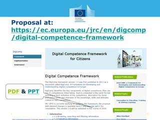 Proposal at:
https://ec.europa.eu/jrc/en/digcomp
/digital-competence-framework
208 February 2016
PDF & PPT
 