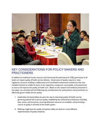 Governing for Better Quality Health Care in Low and Middle Income ...
