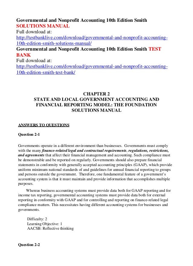 INM Download Governmental And Nonprofit Accounting Solution Manual in PDF