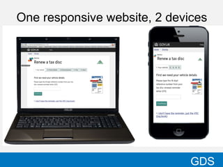 One responsive website, 2 devices
14
GDS
 