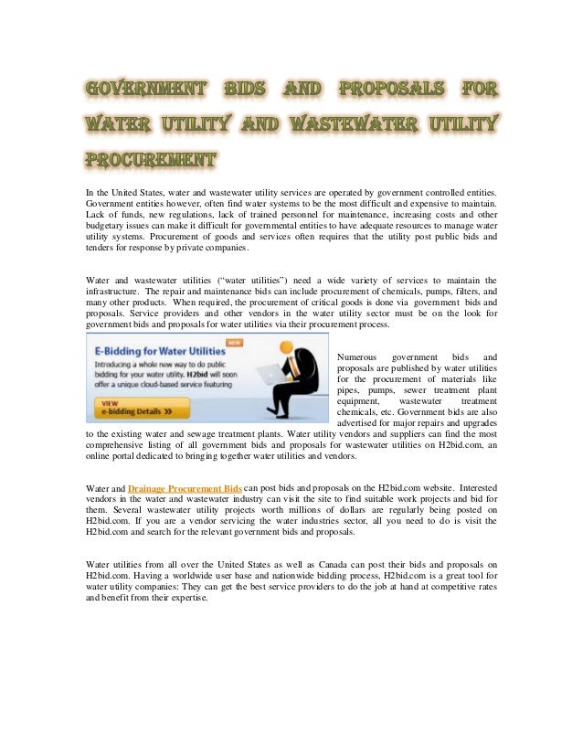 Government bids and proposal for wastewater utilities and procurement