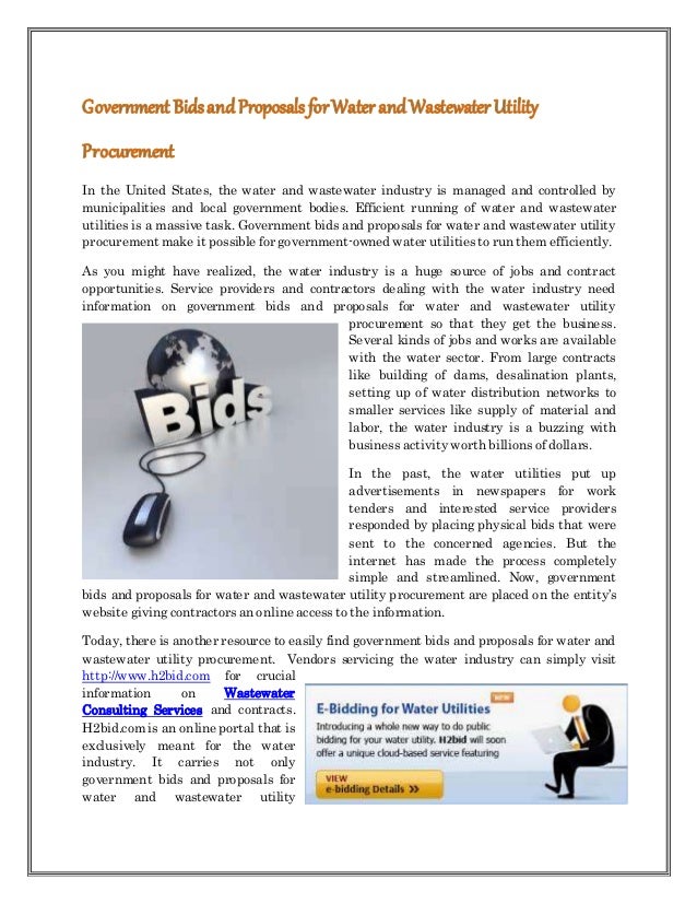 Government bids and proposals for water and wastewater utility procurement
