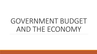 GOVERNMENT BUDGET
AND THE ECONOMY
 