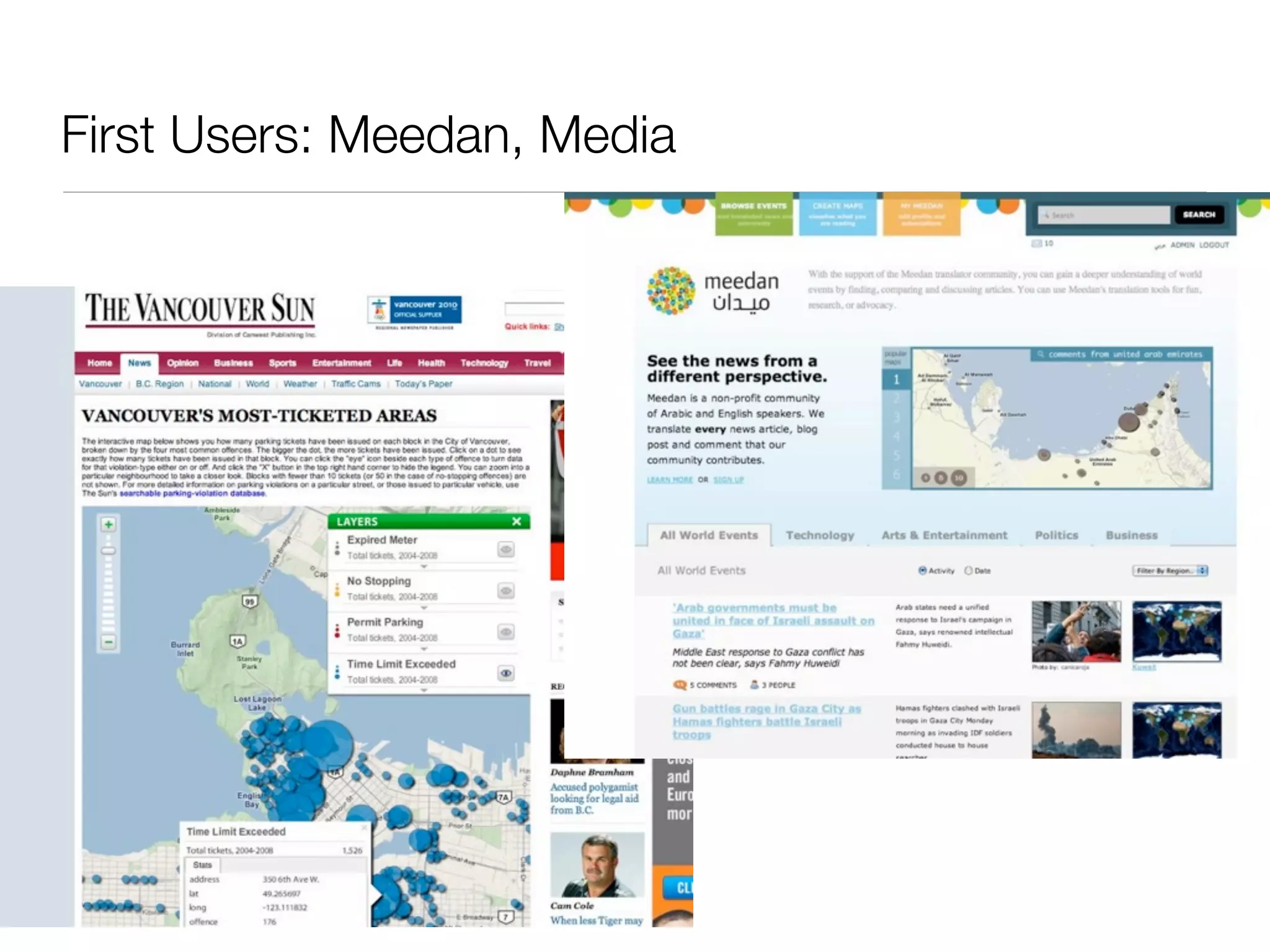 First Users: Meedan, Media
 