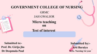 Interested Testing Program Micro teaching on Standardized Interest Tests for Career and ...