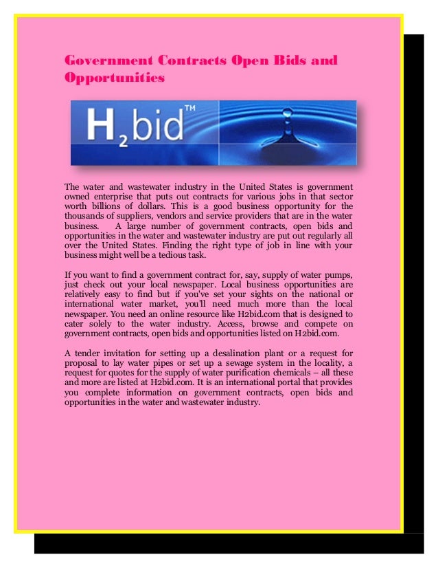 Government contracts open bids and opportunities