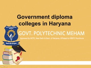 Government diploma
colleges in Haryana
 