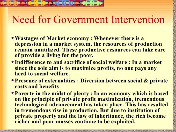 Essay government intervention market