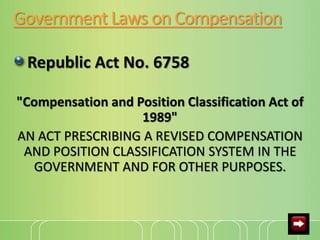 Government Laws and Regulations of Compensation, Incentives and ...