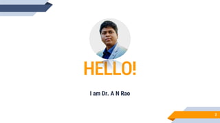 HELLO!
I am Dr. A N Rao
2
 
