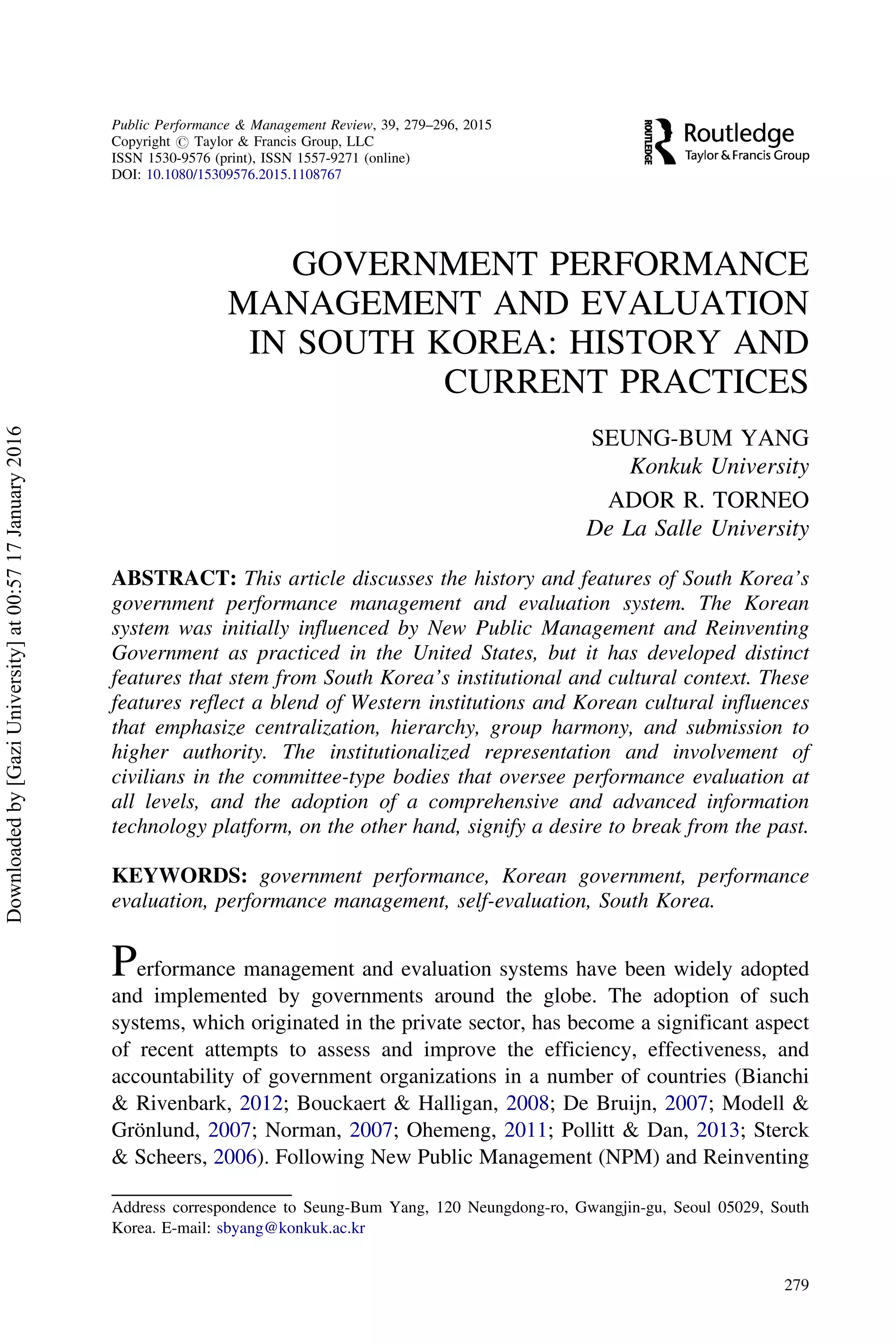 Government performance management and evaluation (history and current ...