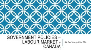 GOVERNMENT POLICIES –
LABOUR MARKET -
CANADA
By: Paul Young, CPA, CGA
 