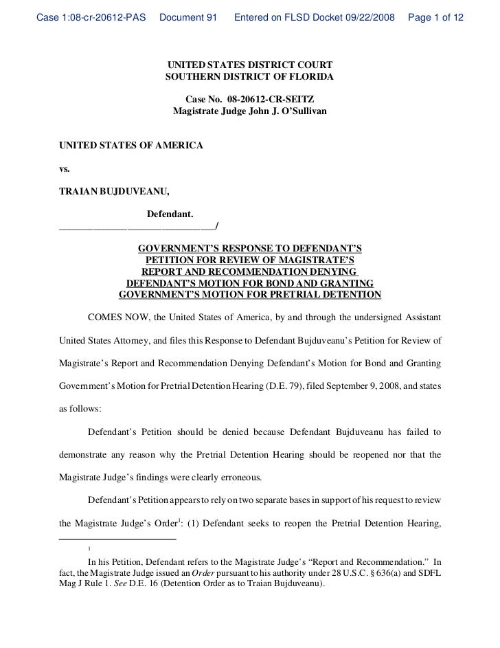 Government's response to defendant's petition for review 