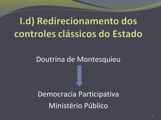 Doutrina de Montesquieu
Democracia Participativa
Ministério Público
7
 