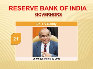 Drv R Reddy Rbi Reserve Bank of India - Governors | PPTX