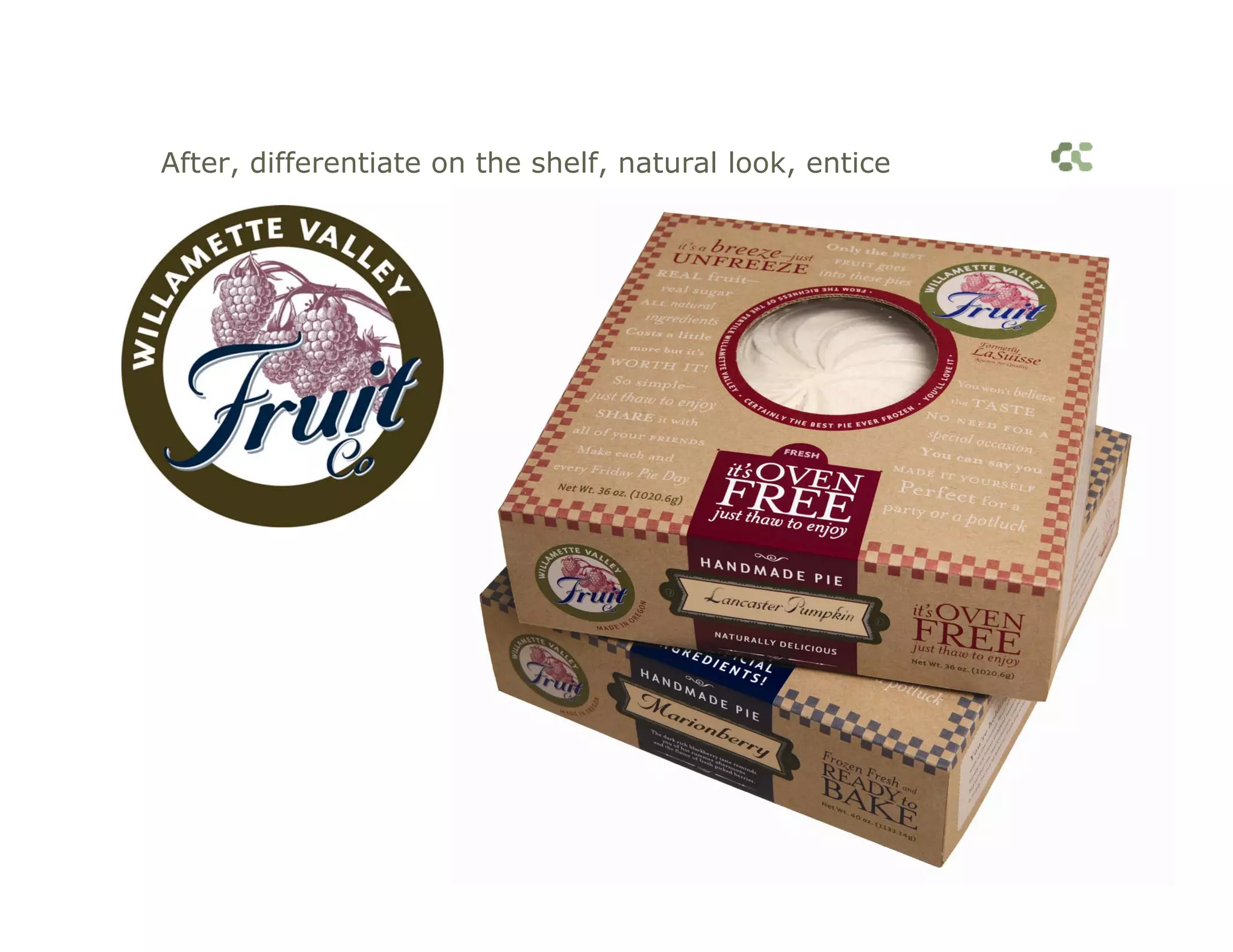 After, differentiate on the shelf, natural look, entice
 