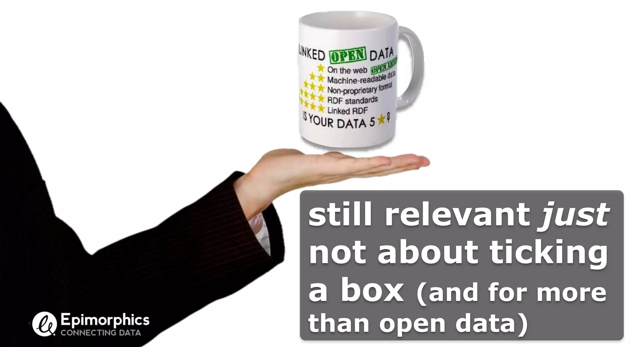 still relevant just
not about ticking
a box (and for more
than open data)
 