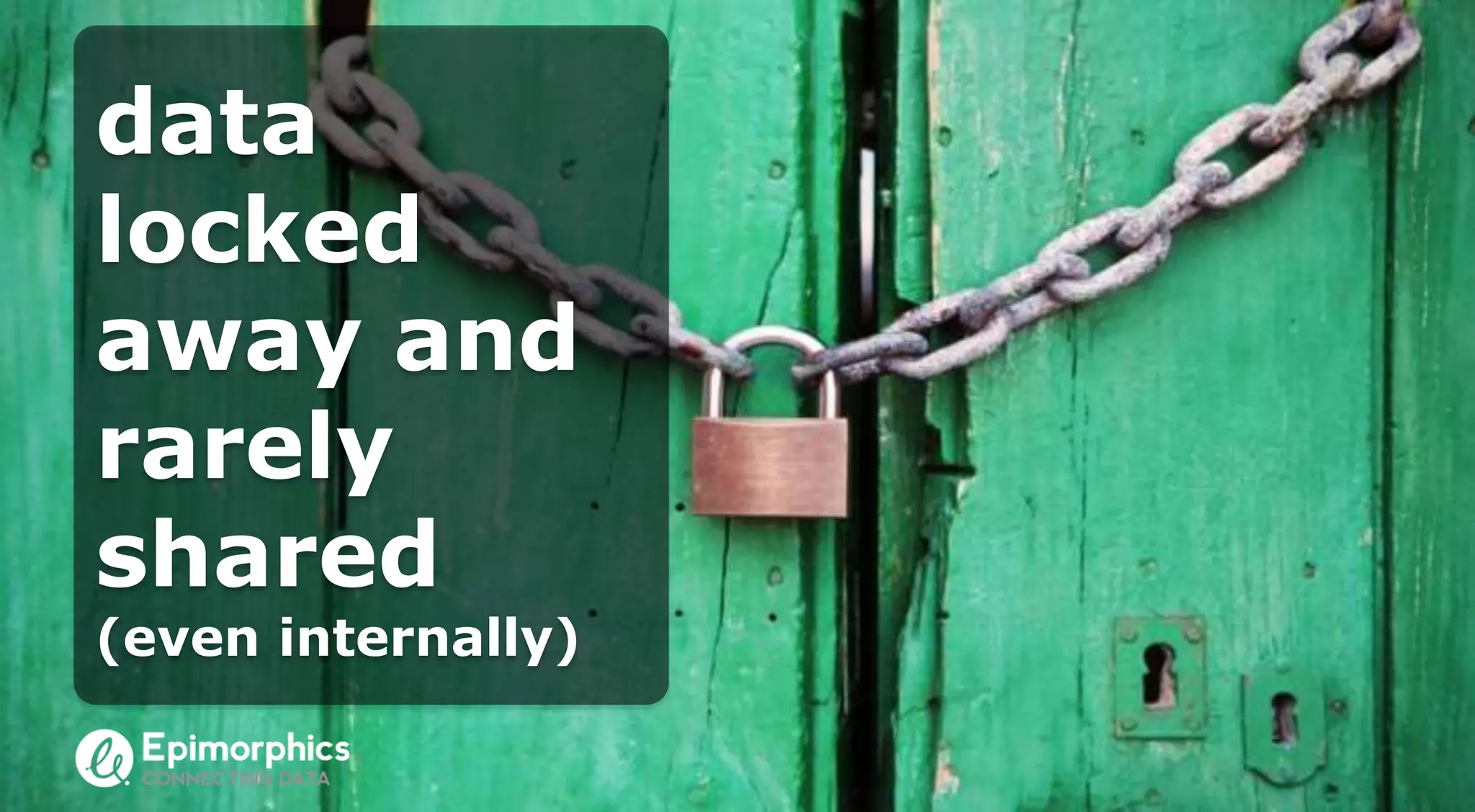 data
locked
away and
rarely
shared
(even internally)
 