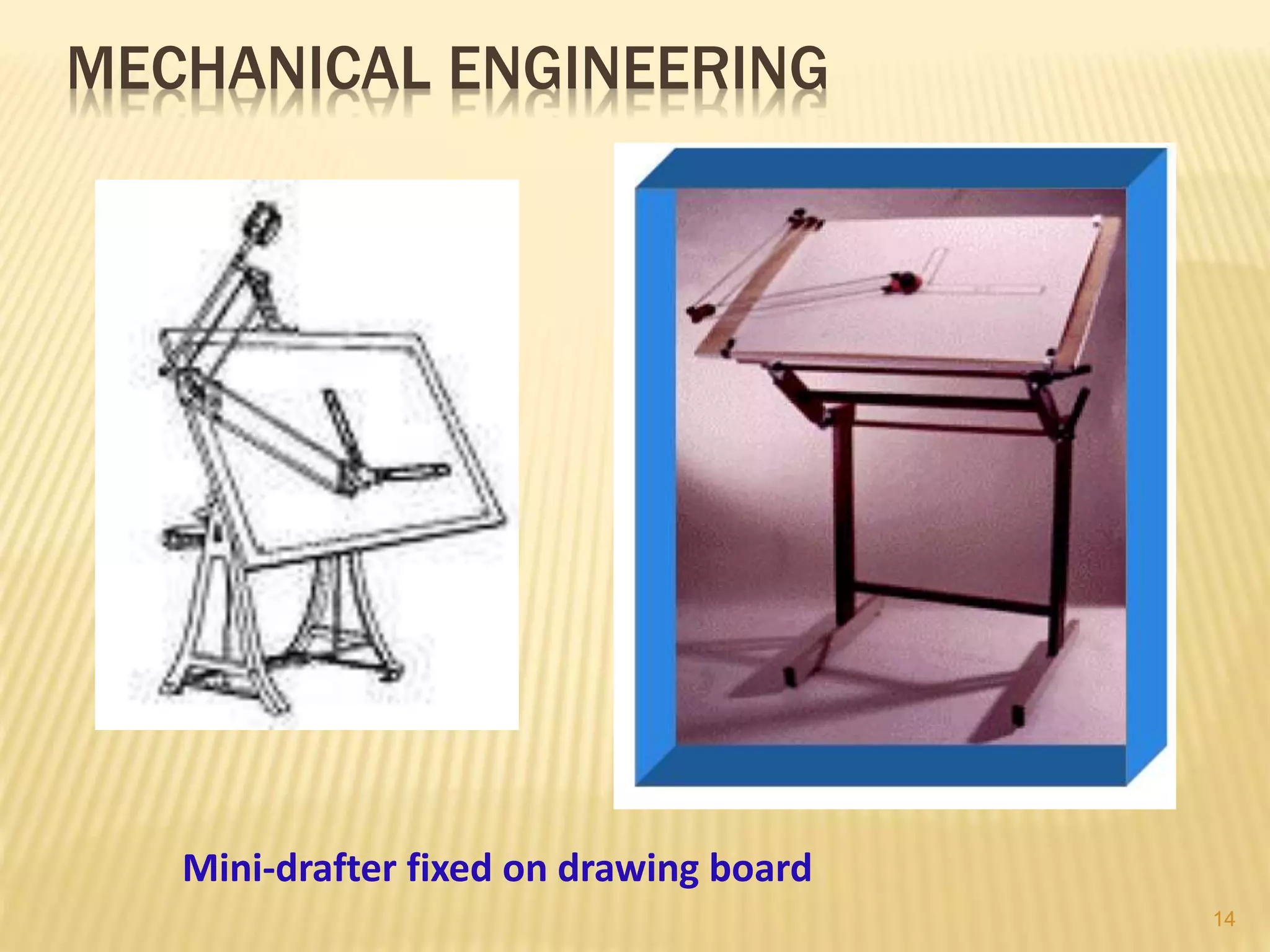 MECHANICAL ENGINEERING
Mini-drafter fixed on drawing board
14
 