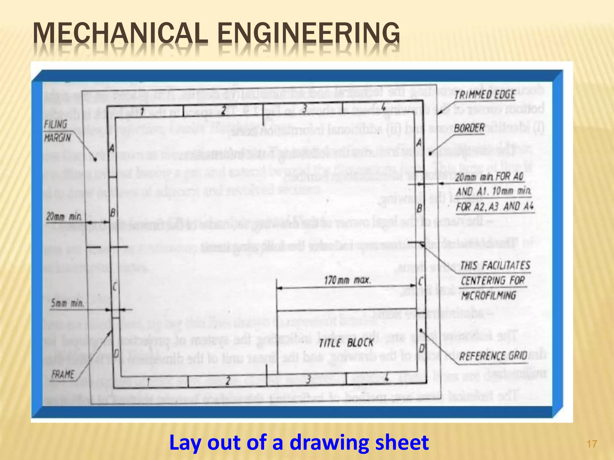 MECHANICAL ENGINEERING
Lay out of a drawing sheet 17
 