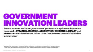 6Copyright © 2018 Accenture. All rights reserved.
GOVERNMENT
INNOVATIONLEADERSAccenture measured those governments’ perfor...