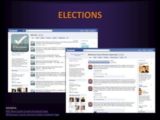 ELECTIONS<br />SOURCES: <br />BOE New Castle County Facebook Page<br />Williamson County Elections Dept Facebook Page<br />