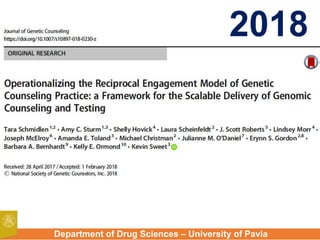 Department of Drug Sciences – University of Pavia
2018
 