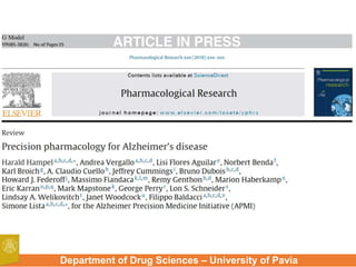 Department of Drug Sciences – University of Pavia
 