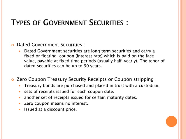 Govt. securities market ppt | PPSX | Stocks and Bonds | Personal Investing