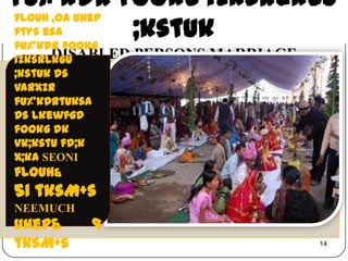 fu%’kDr fookg izksRlkgu
;kstuk
DISABLED PERSONS MARRIAGE
14
flouh ,oa uhep
ftys esa
fu%’kDr fookg
izksRlkgu
;kstuk ds
varxZr
fu%’kDrtuksa
ds lkewfgd
fookg dk
vk;kstu fd;k
x;kA SEONI
flouh&
51 tksM+s
NEEMUCH
uhep& 9
tksM+s
 