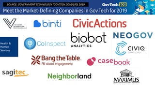 Health &
Human
Services
SOURCE: GOVERNMENT TECHNOLOGY (GOVTECH.COM/100) 2019
 