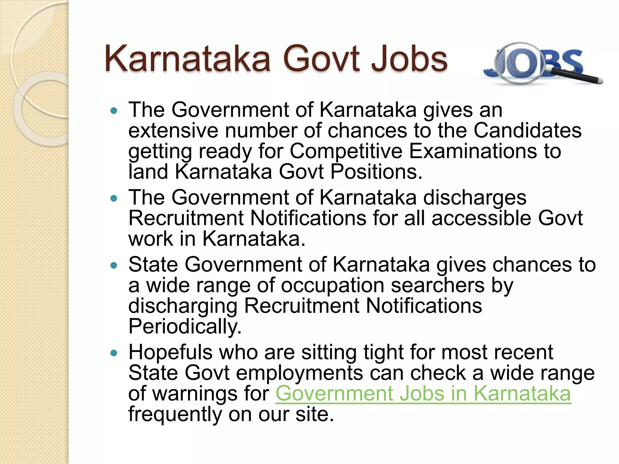 Govt jobs in karnataka