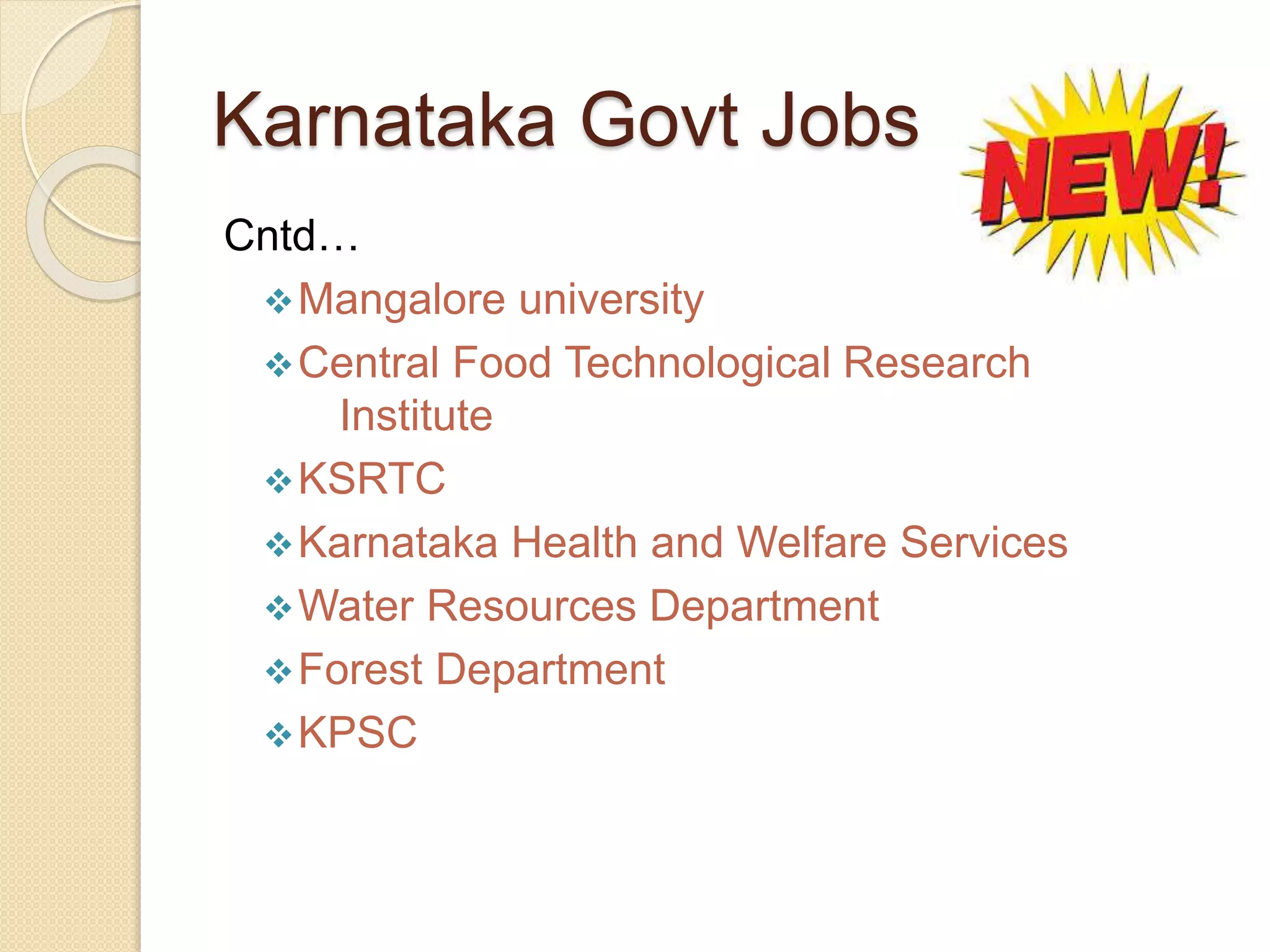 Govt jobs in karnataka