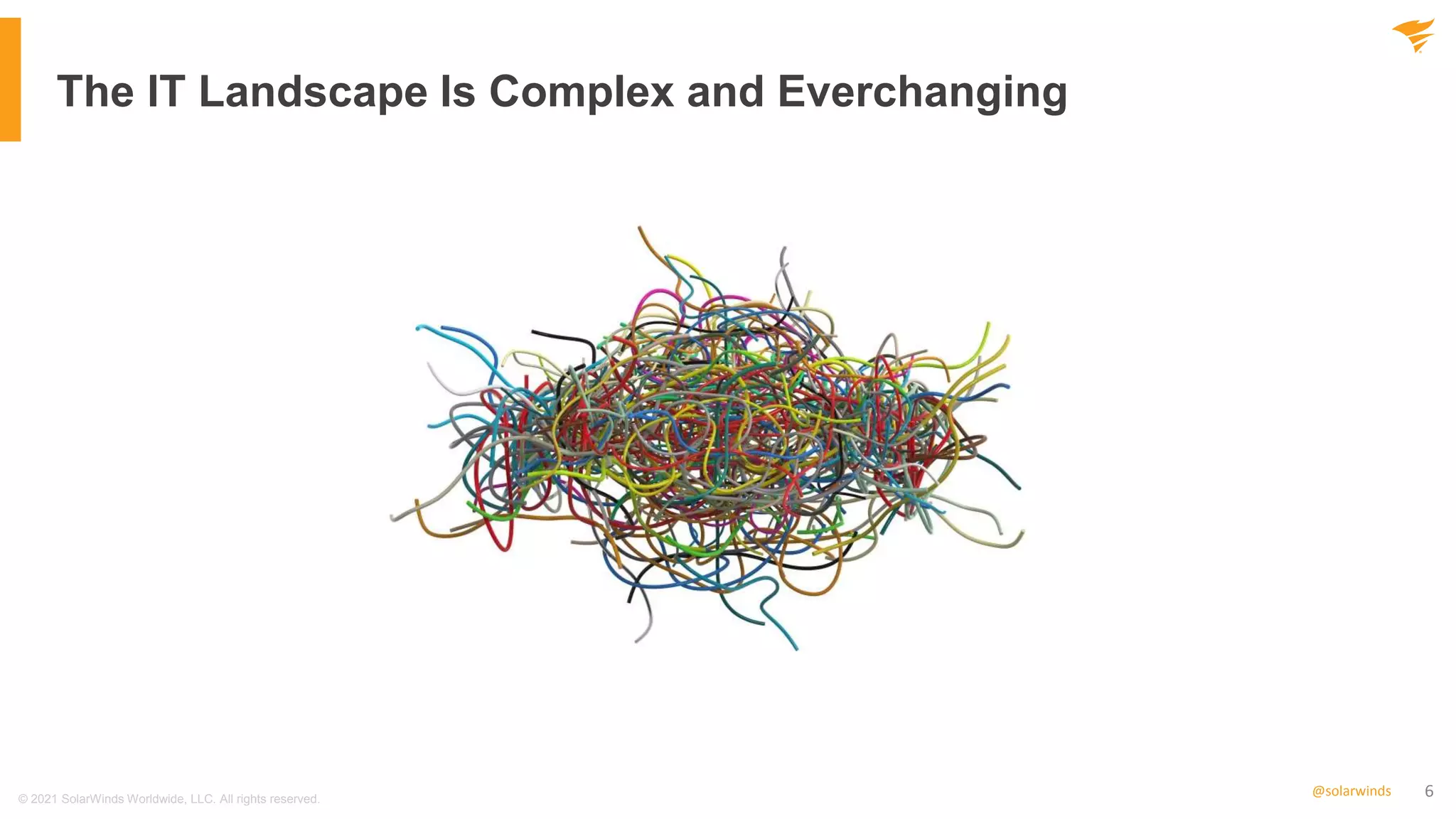 6
@solarwinds
The IT Landscape Is Complex and Everchanging
© 2021 SolarWinds Worldwide, LLC. All rights reserved.
 