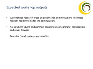 Governance and Institutions Across Scales in Climate Resilient Food Systems